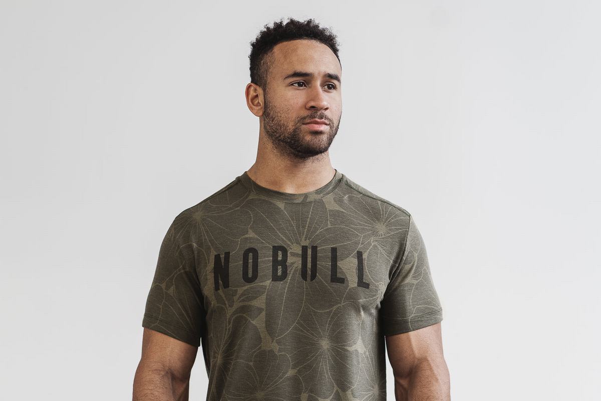 Nobull Men\'s T Shirts Green | Australia (YO1837)